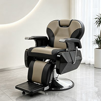 Fauteuil de Barbier Vintage en Cuir PU Effet Huile pour Salons – Chaise Pivotante Inclinable et Réglable en Hauteur pour Permanente/Coloration et Coiffure Homme
