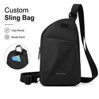 Tas Selempang Dada Anti Air Pria, Tas Selempang Ringan Anti Maling Multi Kantong, Tas Bahu Outdoor dengan Logo Custom