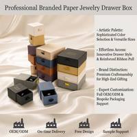 Boîte à bijoux en papier de marque professionnelle avec tiroir, pour emballage de colliers et bagues à ruban, fournitures pour petites entreprises, vente en gros