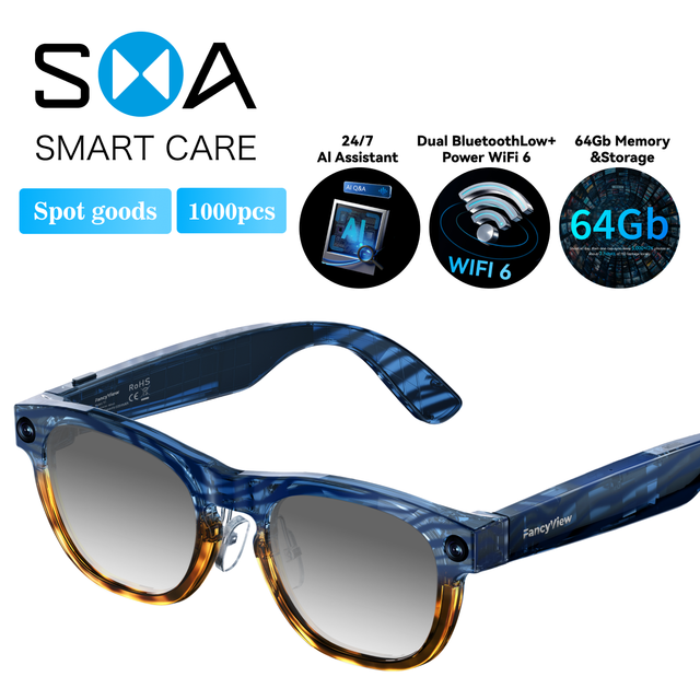 Fashionable Stylish camera AI Smart Glasses Listen Music Taking Phone-call AI Real-time Translation Product Waterproof