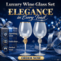 Verre à vin rouge incassable Raymond en cristal sans plomb incrusté de strass, 12 oz, avec bord doré ou argenté, pour bar et restaurant