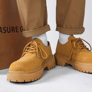 Zapatos de Cuero para Hombre, Negros, con Suela Gruesa, Punta Redonda, Plataforma, Estilo Derby Casual, de Piel de Vaca, Clásicos, Originales, de Diseñador - Product Image 2