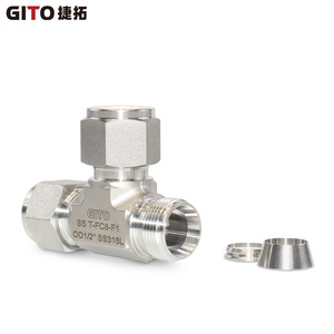 Raccord de compression en acier inoxydable SS316L de précision, raccord en T à diamètre égal haute pression pour applications générales - Product Image 1