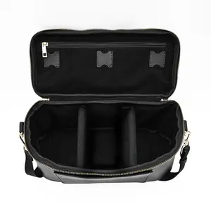 Professional Custom Make Black Vegan Leather Crossbody Shoulder Camera Bag For Photography