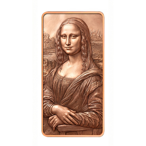 Barra de Cobre Puro 999 de 10 oz con Diseño en Alto Relieve de Mona Lisa Impreso con UV, Estilo Animal, Técnica Hidráulica, Coleccionable - Product Image 1