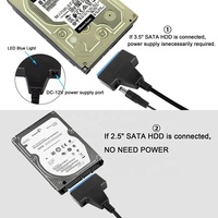Cable USB 3.0/2.0 de 2.5/3.5 Pulgadas a 22 Pines, Adaptador Convertidor para Disco Duro SDD/HDD SATA de 2.5/3.5 Pulgadas con Alimentación CC