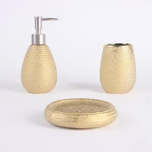 Gold Chromed Effect Bathroom Accessories 5pcs Luxury Ceramic Bathroom Accessories Set