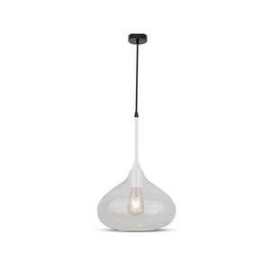 Lampe suspendue en verre poli blanc contemporain avec logo imprimé en 3D, douille E27, couleur blanc chaud pour la maison, SKU-3884 - Product Image 1