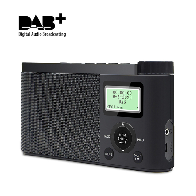 LCD Display 30 Stations Fm Dab Radio with Built-In Speaker Alarm Clock Rechargeable Battery-Portable Digital & FM Radio