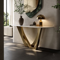 Table Console italienne minimaliste de luxe en acier inoxydable dorée Mobilier pour maison ou hôtel Prix de gros
