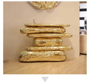 โต๊ะทางเข้าแบบเรียบง่ายระดับไฮเอนด์สำหรับวิลล่าหรูคฤหา<span class=keywords><strong>ส</strong></span>น์ผนังโลหะปรับแต่งได้ออกแบบทางเดิน<span class=keywords><strong>ส</strong></span>ำหรับห้องนั่งเล่น - Product Image 6