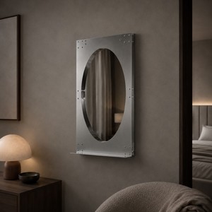 KINNO <strong>Industrial</strong> Art Deco Stainless Steel Wedding Decorative <strong>Wall</strong> <strong>Mirror</strong> 2mm Thick 85x48x2cm Oval Polished Reflective Center - Product Image 4