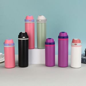 Termo cilíndrico portátil de acero inoxidable 304 de color sólido, nuevo, a prueba de fugas, con doble tapa para bebidas, para exteriores. - Product Image 1