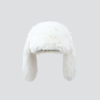Nouvelle mode décontractée fourrure oreilles de lapin réglable moelleux hiver chaud en peluche Slouchy couleur unie mignon bonnet chapeaux 100% Polyester