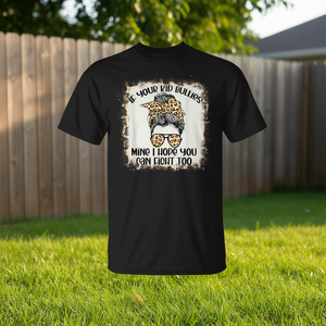 Camiseta con estampado de leopardo: Si tu hijo tecla con el mío, espero que también puedas defenderte - Product Image 3