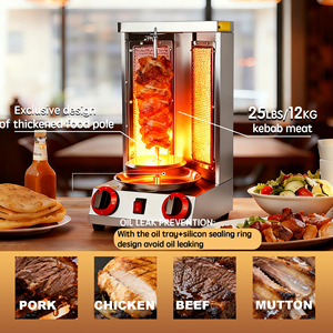 Machine à shawarma pour usage commercial et domestique, rôtissoire à gaz à double brûleur, 360° °   Rotation automatique, bac à miettes amovible - Product Image 5
