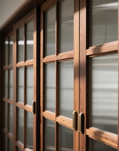 French Country Solid Wood and Glass Patio Door with Arched Top &amp; Decorative Leaded Glass for Front <strong>Entry</strong> - Product Image 2