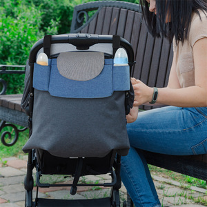 Sac de rangement pour poussette bleu-gris, grand format, pour voyage, avec porte-bouteilles et porte-gobelets - Product Image 2