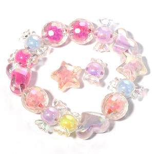 Wholesale Spot Candy Color Electroplated <b>Acrylic</b> Loose <b>Beads</b> <b>Plastic</b> Middle DIY Beaded Hairline Accessories - Product Image 2