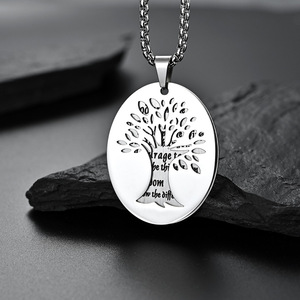 Serenity Oración Árbol DE LA VIDA Oración collar de acero inoxidable para hombres y mujeres colgante de oración unisex - Product Image 1