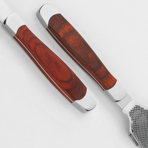 Suberiv Stainless Steel Foot Scraper Set With Wood Handle Portable Dead Skin Remover Foot Care <b>Tool</b> - Product Image 4