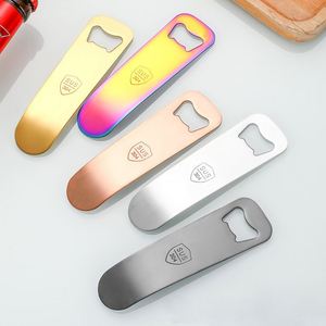 ที่เปิดขวดโลหะสีสันสดใส สแตนเลส 304 แบบแบน สำหรับขายส่ง พร้อมโลโก้ตามสั่ง - Product Image 1