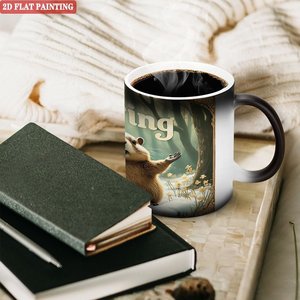 Frosted <b>Ceramic</b> Mug 11oz Black Heat Sensitive Art Craft Daily Home <b>Cup</b> - Product Image 3