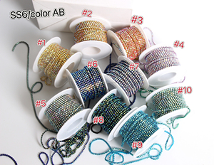 SS6.5 AB أحجار الراين الزجاجية الماسية الملونة 2-حبات خياطة على فضفاضة للحقائب أكواب ملابس أظافر لامعة ومطاطة - Product Image 3