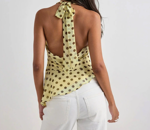 ViViblook J26TP107 Nouveau débardeur d'été pour femme, style licou dos nu, imprimé à pois, sans manches, décontracté - Product Image 2