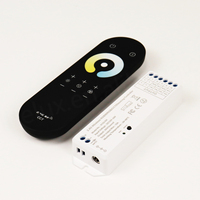 Controlador LED Inalámbrico de Alto Rendimiento RGBW/RGB/CCT/Color Único, DC12V/24V, Control Remoto Táctil RF de 4 Canales para Hogar y Comercios