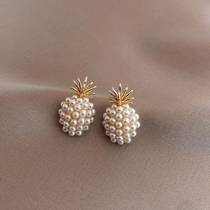 Orecchini a Perno con Perle e Ananas in Stile Coreano alla Moda, Regalo per Feste e Matrimoni per Donne - Product Image 4