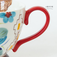 JOYYE en stock – Tasse en céramique de 14 oz, style bohème, peinte à la main, faible MOQ, motif floral, pour petit-déjeuner, café, flocons d'avoine, fête