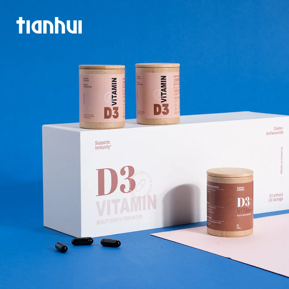 Tianhui Witte Lege Papieren Dozen Met Mini Papieren Buis Geschenkverpakkingen Voor Gezondheid Capsule Vitamine