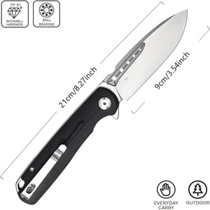 Cuchillo Plegable de Acero Inoxidable D2 de 9 cm con Mango G10, Longitud Total de 21 cm, para Campismo, Rescate, Supervivencia Táctica, Bricolaje, OEM - Product Image 2