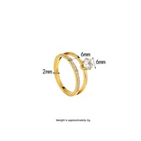 Bague simple et luxueuse à double couche en acier inoxydable avec micro-incrustation de zircon créé en laboratoire, style japonais, petite taille pour femme