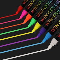 Marqueurs effaçables à sec et à l'eau WIN-COLOR OEM Logo 2025, 12 couleurs, pointe fine en polyester, craie liquide effaçable, marqueurs pour tableau blanc