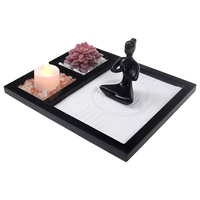 Vente en gros Kit de jardin zen de bureau miniature Feng Shui avec statue d'arbre de yoga en résine Jardin zen japonais pour la méditation