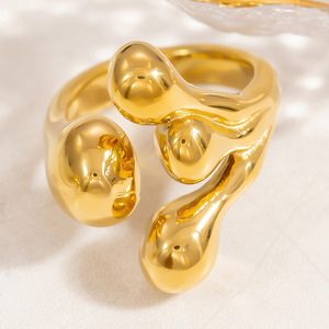 European Style Stainless Steel <b>Rings</b> For Women 18k Gold Plated Irregular Geometric Design Party Jewelry <b>Titanium</b> Steel Fashion - Product Image 2