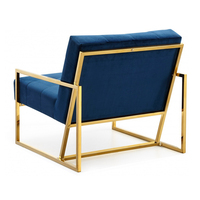 Fauteuils de salon de luxe au design moderne pour hôtel, canapé en velours bleu, fauteuil d'appoint en bouclette avec piètement en acier inoxydable doré