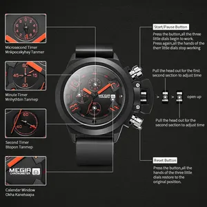 Montres pour hommes <span class=keywords><strong>MEGIR</strong></span>, luxe, sport, mode, chronographe, étanche, date, quartz, grand cadran, Relogio Masculino <span class=keywords><strong>2002</strong></span> - Product Image 3
