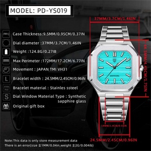 Montre à quartz de luxe pour homme PAGANI DESIGN YS019, nouvelle montre carrée avec cristal saphir, mouvement japonais, acier inoxydable - Product Image 2