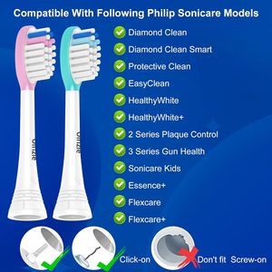 Têtes <span class=keywords><strong>de</strong></span> rechange pour enfants pour <span class=keywords><strong>Philips</strong></span> <span class=keywords><strong>Sonicare</strong></span>, Têtes <span class=keywords><strong>de</strong></span> <span class=keywords><strong>brosse</strong></span> à dents <span class=keywords><strong>de</strong></span> rechange à poils souples, Âge 7+, Bleu et Rose - Product Image 2