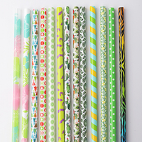 Pailles à boire réutilisables en plastique PP écologiques, imprimées, motifs décoratifs personnalisés, certifiées LFGB, lavables, tendance