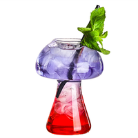 Mug à café en verre borosilicate 250 ml sans BPA, idéal pour les desserts, les boissons de soirée, les bars, outil créatif transparent en forme de champignon pour boissons froides