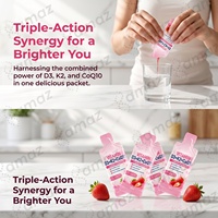 Vente en gros de sachets liquides de Vitamine D3 K2 CoQ10 au goût fraise, dose individuelle, complément alimentaire, fabrication sous contrat