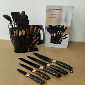 Hot Sell 19pcs Heat Resistant Silicone <strong>Kitchen</strong> <strong>Accessories</strong> With <strong>Wood</strong> Handle <strong>and</strong> Cuttings Board Storage Bucket <strong>Kitchen</strong> Gadget Set - Product Image 4
