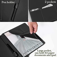 Carpeta de cuero A4 para conferencias, funda de portafolio de negocios con almohadilla de escritura de tamaño A4 y letra, portapapeles, tarjeteros