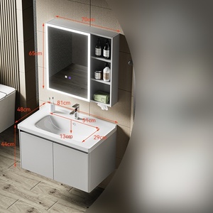 Armoire de salle de bain en aluminium à ouverture <span class=keywords><strong>et</strong></span> fermeture silencieuses, montage simple, <span class=keywords><strong>avec</strong></span> miroir LED - Product Image 4