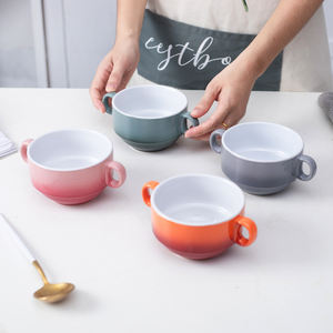 Vendita calda ciotole in porcellana Design classico esclusivo con manico tazza in ceramica binaurale - Product Image 1