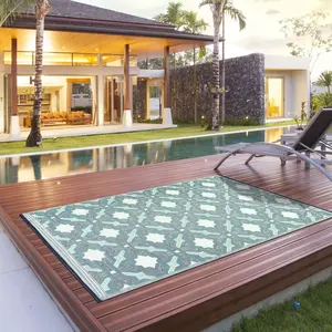 outdoor Reversible PP woven waterproof Carpet polypropylene Water Resistant Anti-UV Portable Outdoor Rug recycled plastic mats